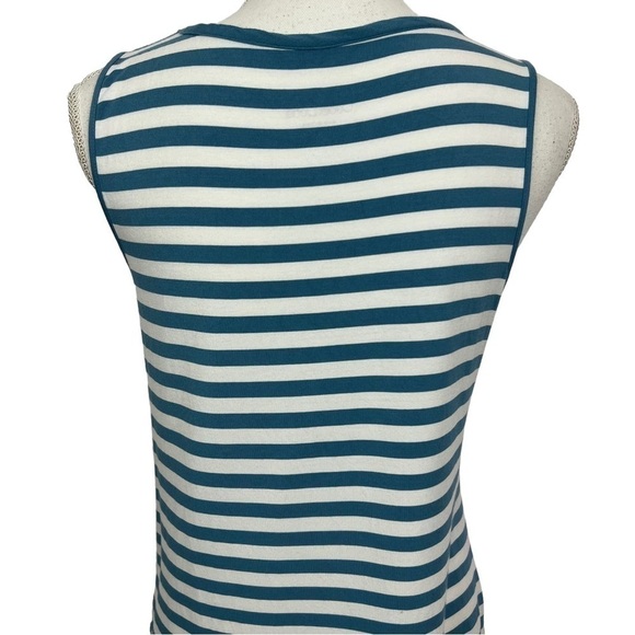 CUDDL DUDS Women’s Pullover Knit Sleeveless Top Sz Large Blue & White Stretch - Picture 6 of 11